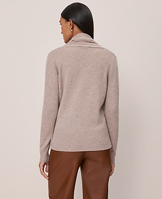 Petite Cashmere Shawl Collar Sweater - Mushroom Melange
