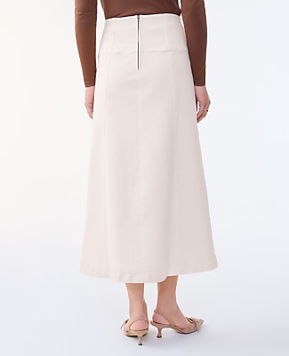 Horsebit Denim Midi Skirt