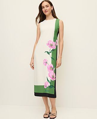 Floral Crew Neck Midi Dress