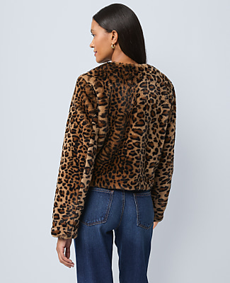 Petite Weekend Faux Fur Animal Print Jacket