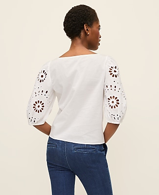 Embroidered Boatneck Popover