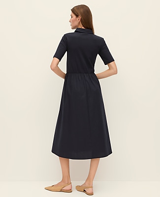 Weekend Collared Mixed Media Midi Dress
