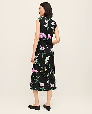 Floral Linen Blend Midi Dress