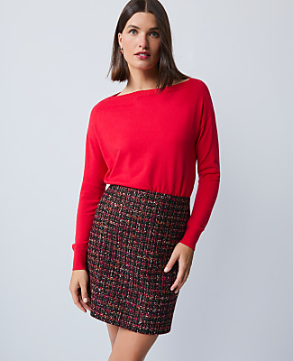 Petite Sequin Tweed A-Line Skirt