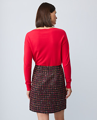 Petite Sequin Tweed A-Line Skirt