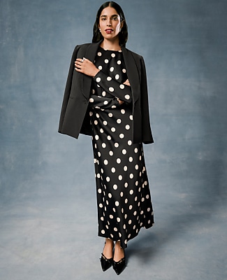 Petite Dotted Satin Sheath Dress