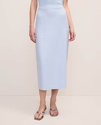 The Clean Midi Skirt in Linen Blend