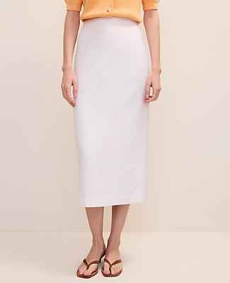 The Clean Midi Skirt in Linen Blend