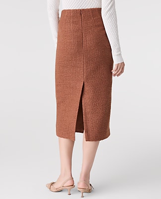 The Petite Column Midi Skirt in Tweed