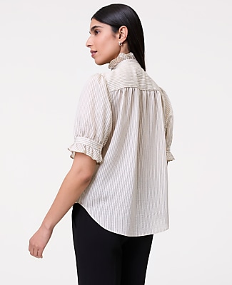 Striped Ruffle Collar Shirt