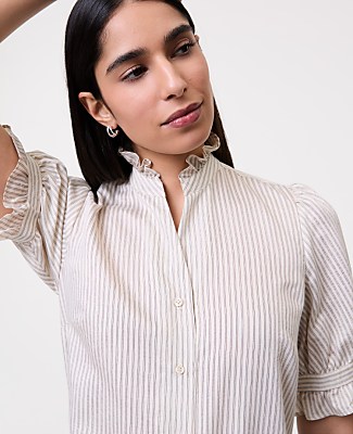 Striped Ruffle Collar Shirt