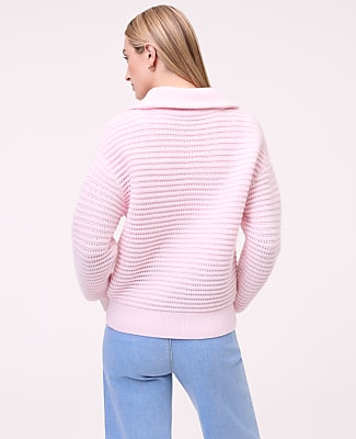Petite Weekend Textured Stitch Half-Zip Sweater