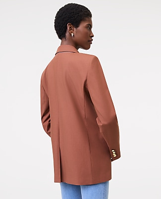 The Longline Blazer in Bi-Stretch Twill - Tortoise Shell Brown