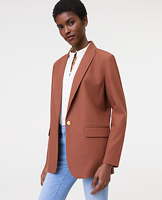 The Longline Blazer in Bi-Stretch Twill - Tortoise Shell Brown