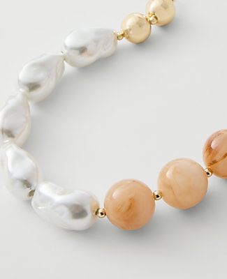 Pearlized Stone Statement Necklace