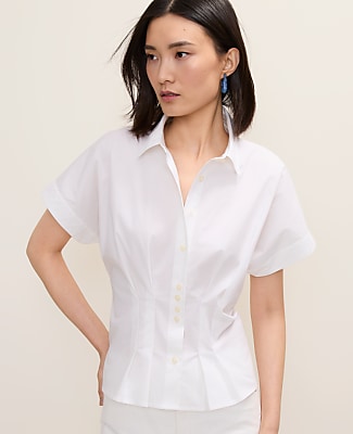Ann Taylor Pleated Collared Blouse