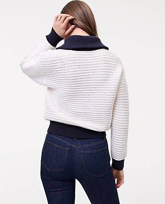 Petite Weekend Striped Half-Zip Sweater