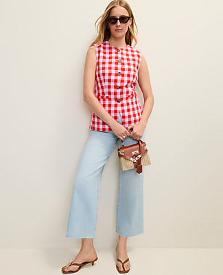 The Gingham Long Crew Neck Vest