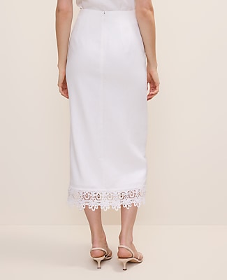 Wrap Midi Skirt in Linen Blend