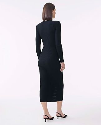 Petite Ribbed Button Sweater Dress