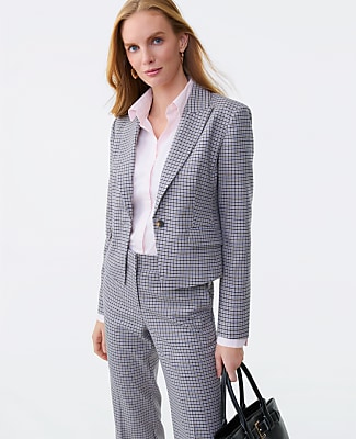 The Fitted Single Button Blazer in Houndstooth