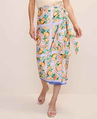 Lemon Wrap Skirt in Satin