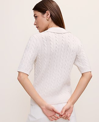 Weekend Cable Polo Sweater