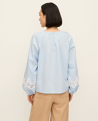 Petite Lace Trim Blouse