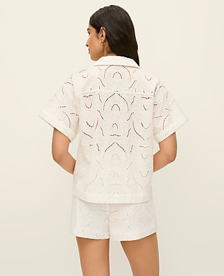 Petite Embroidered Button Down Shirt