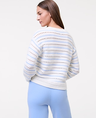 Petite Weekend Striped Pointelle Sweater