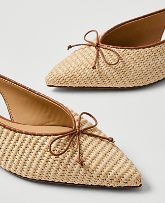 Weekend Straw Bow Slingback Flat