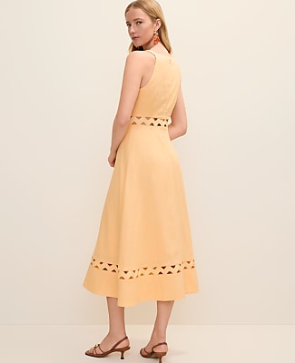 Ric Rac Cutout Dress in Linen Blend