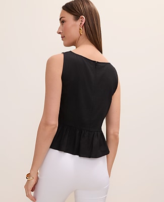 Peplum Top in Linen Blend