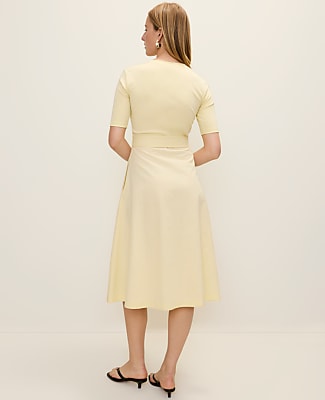 Petite Mixed Media Flare Midi Dress