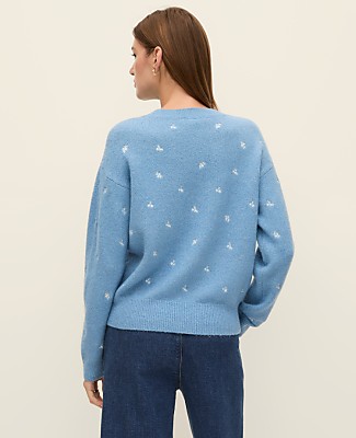 Petite Weekend Floral Embroidered Sweater