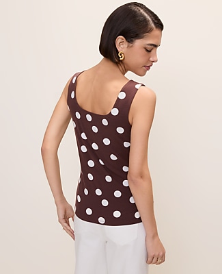Polka Dot Square Neck Tank Top
