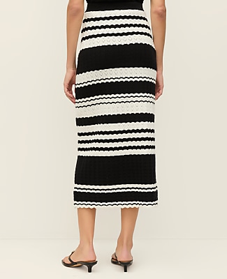 Petite Striped Woven Midi Skirt