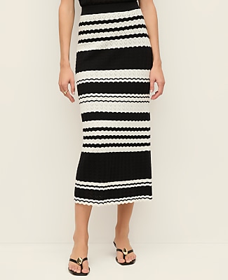 Striped Woven Midi Skirt