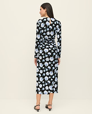 Petite Floral Ruched Midi Dress