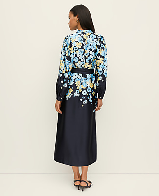 Petite Floral Satin Midi Shirtdress