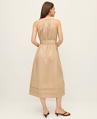 Petite Halter Flare Midi Dress