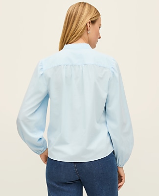 Petite Embroidered Collar Blouse
