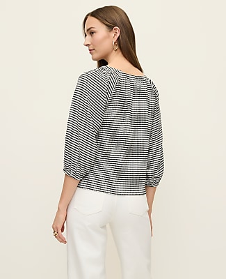 Petite Gingham Raglan Blouse