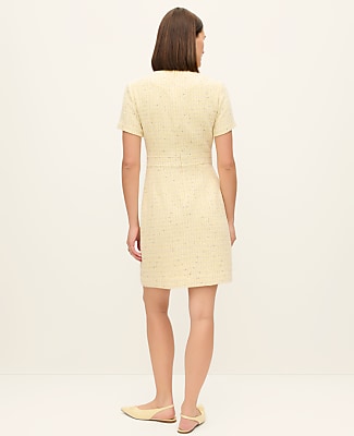 Petite Tweed Button Shift Dress