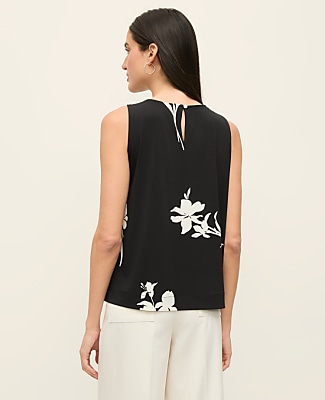 Floral Mixed Media Gathered Top