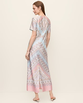 Petite Satin Paisley Maxi Dress