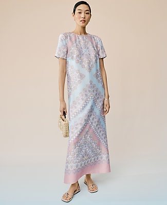 Petite Satin Paisley Maxi Dress