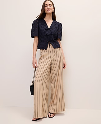 Eyelet Tie Front Blouse