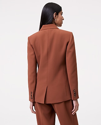The Petite Double Breasted Blazer in Textured Crepe