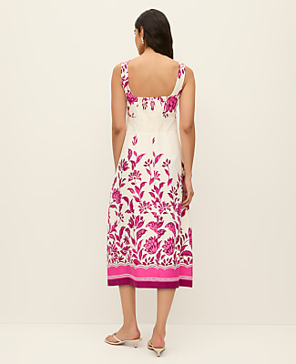 Petite Floral Linen Blend Midi Dress